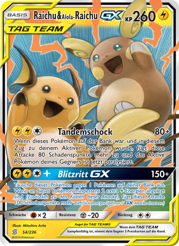 Raichu & Alola-Raichu GX - 54