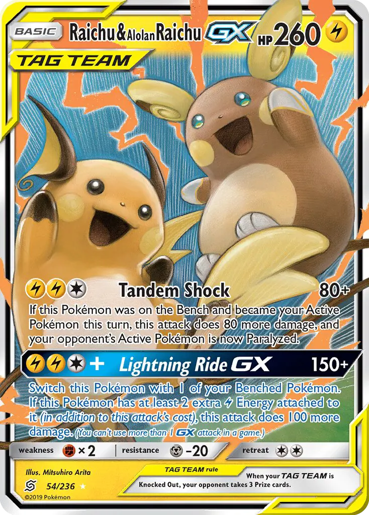 Raichu & Alolan Raichu GX - 54